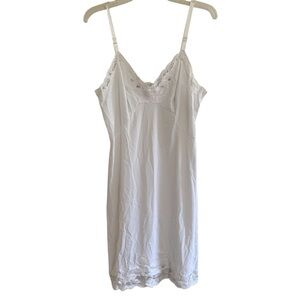 VTG Shadow Line White Lace Nightgown Mini Dress Spaghetti Straps Sweetheart 36
